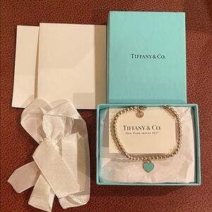 Tiffany & Co. Silver Bracelet with Turquoise Heart Charm